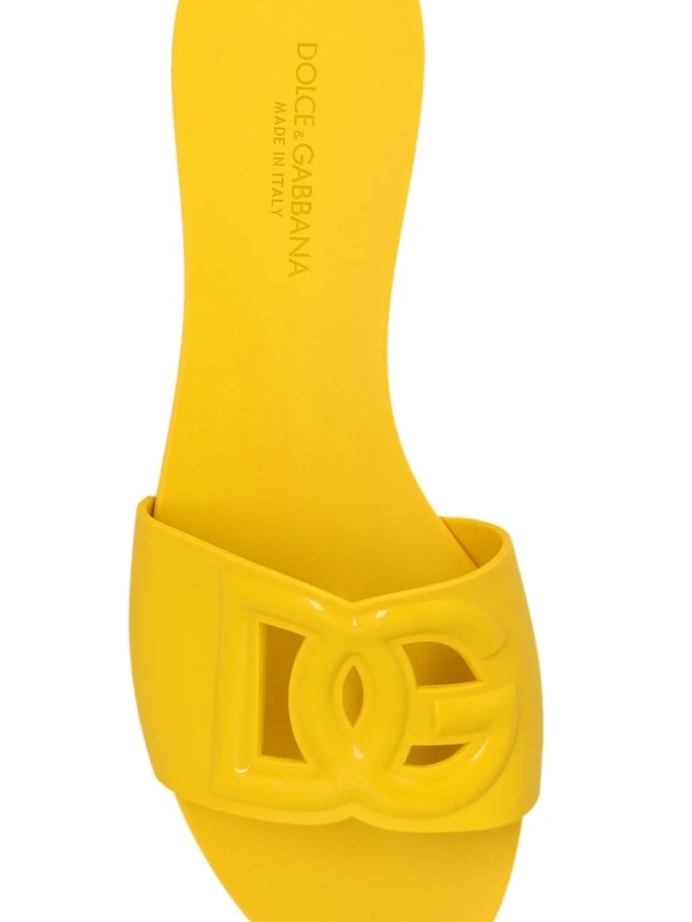 Dolce & Gabbana Bright Yellow DG Logo Slide Sandals - Picture 2 of 2
